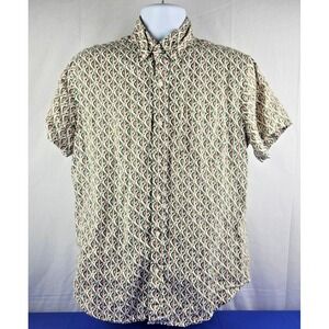 J. Crew Short Sleeve Button Down Shirt Men's Medium Slim Green 100% Linen